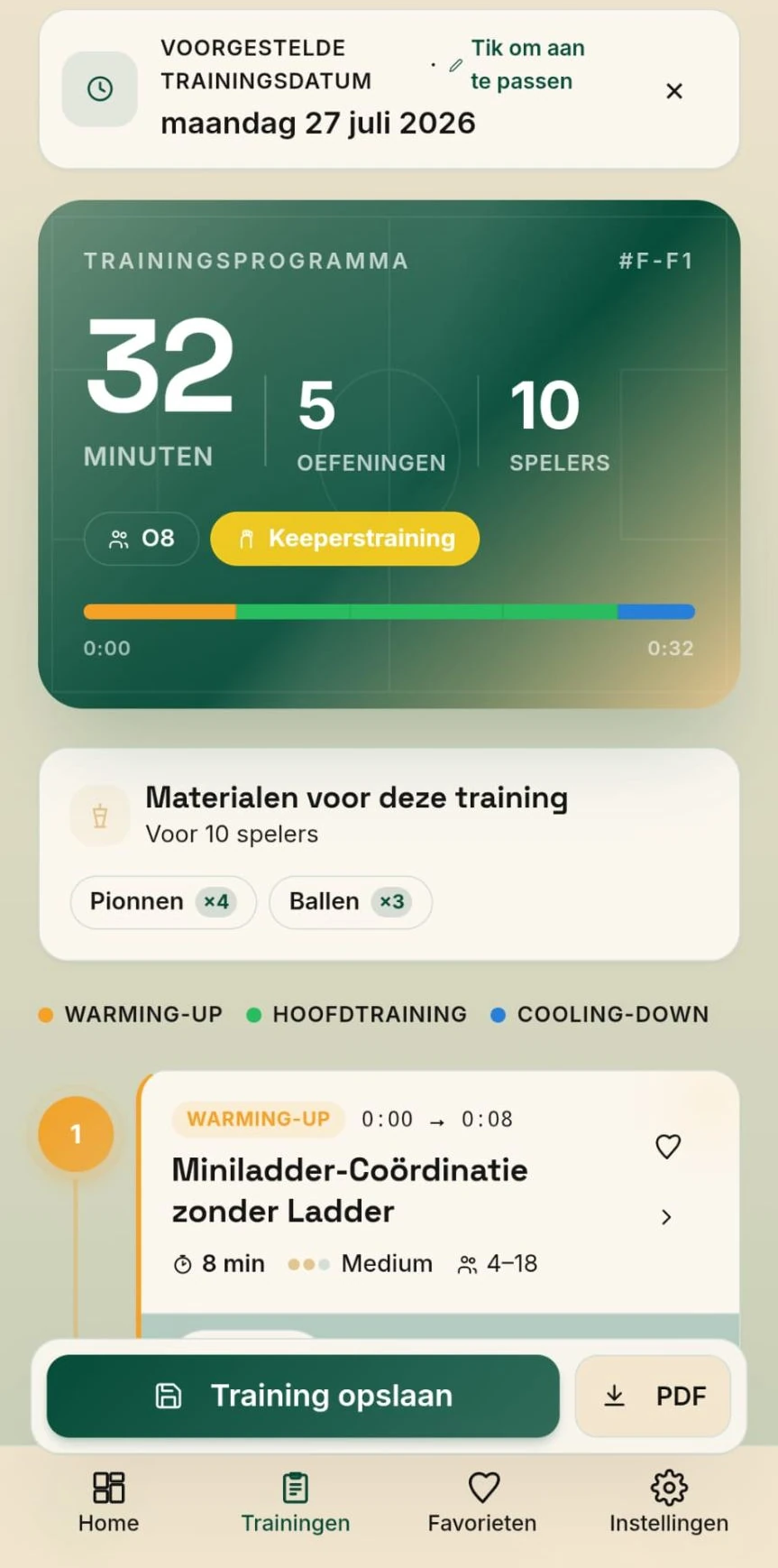 TrainKit keeperstraining van 32 minuten met 5 oefeningen